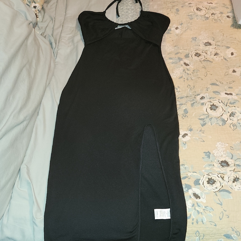 Elegant Black Halter Dress